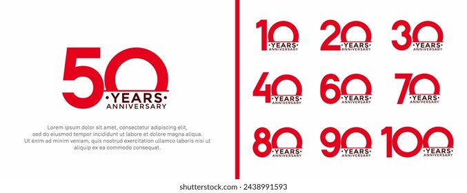 set of anniversary logo style red and black color on white background for special moment