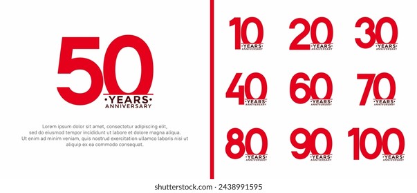 set of anniversary logo style red and black color on white background for special moment