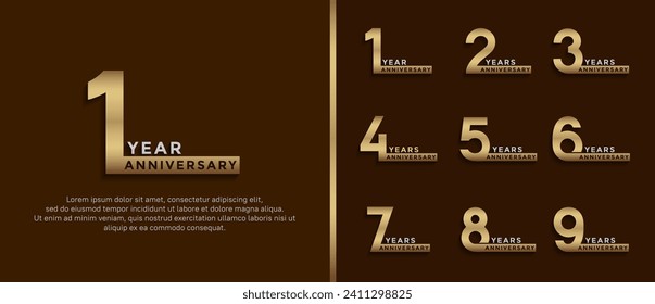 set of anniversary logo style silver and gold color on brown background for special moment