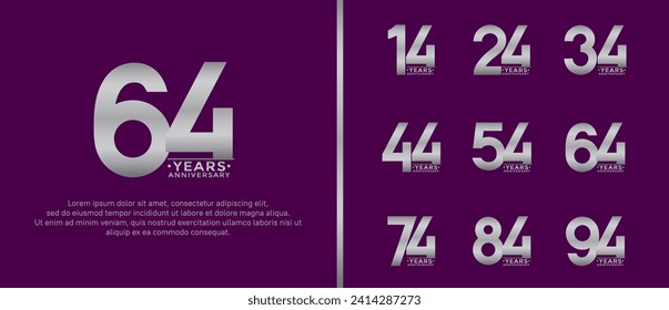 set of anniversary logo style silver color on purple background for special moment