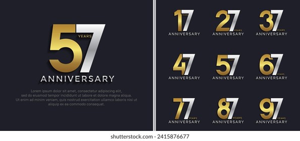 set of anniversary logo style silver and gold color on dark background for special moment