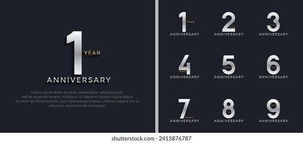 set of anniversary logo style silver and gold color on dark background for special moment
