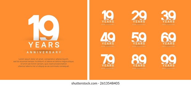 set of anniversary logo style. vector design white color for celebration