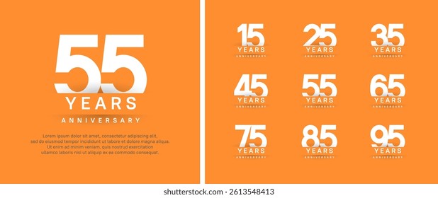 set of anniversary logo style. vector design white color for celebration