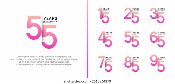set of anniversary logo style. vector design pink color for celebration