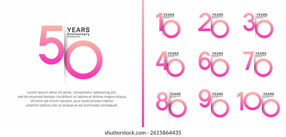 set of anniversary logo style. vector design pink color for celebration