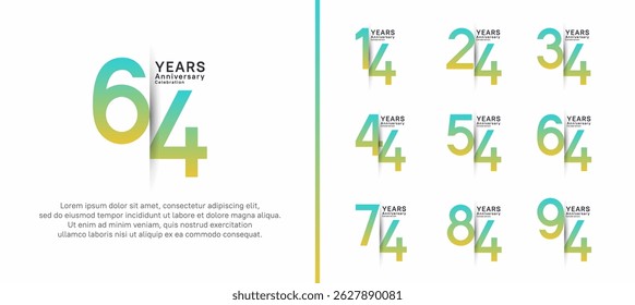 set of anniversary logo style. vector design green color for celebration