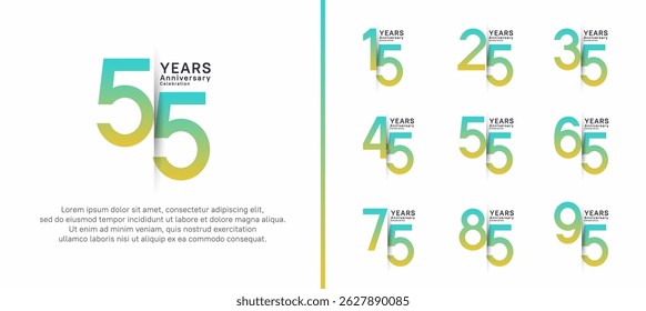 set of anniversary logo style. vector design green color for celebration