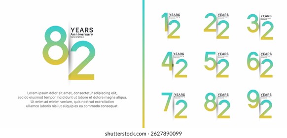set of anniversary logo style. vector design green color for celebration