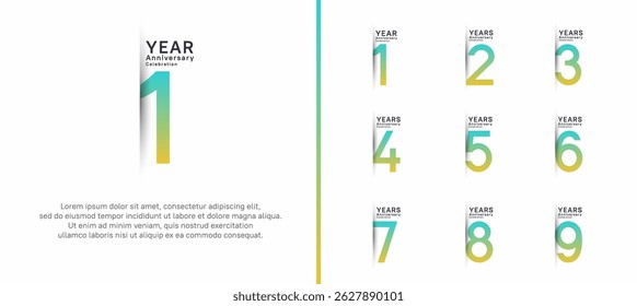 set of anniversary logo style. vector design green color for celebration