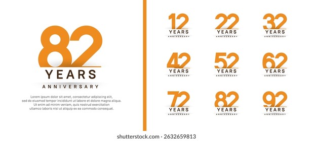 set of anniversary logo style. vector design orange color for celebration