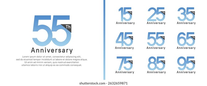 set of anniversary logo style. vector design blue color for celebration