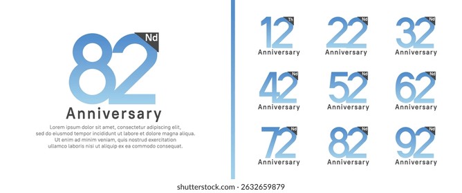set of anniversary logo style. vector design blue color for celebration