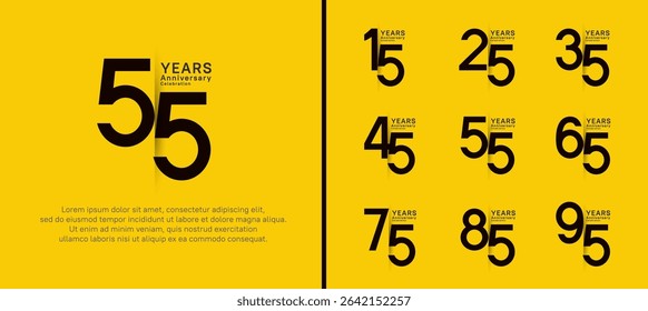 set of anniversary logo style. vector design black color for celebration