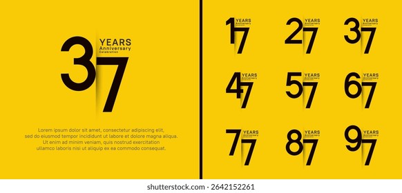 set of anniversary logo style. vector design black color for celebration