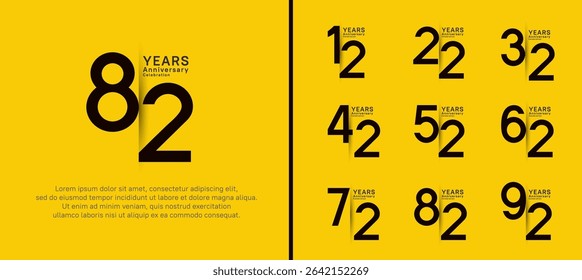 set of anniversary logo style. vector design black color for celebration