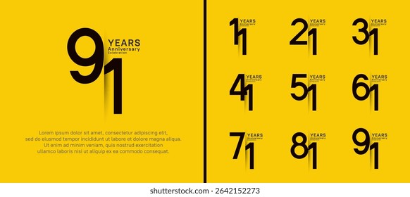 set of anniversary logo style. vector design black color for celebration