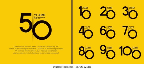 set of anniversary logo style. vector design black color for celebration