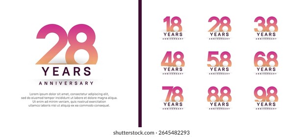 set of anniversary logo style. vector design purple color for celebration