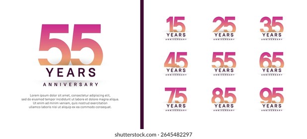 set of anniversary logo style. vector design purple color for celebration