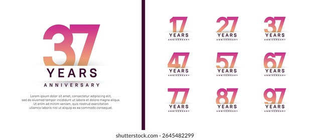 set of anniversary logo style. vector design purple color for celebration