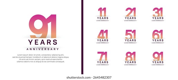 set of anniversary logo style. vector design purple color for celebration