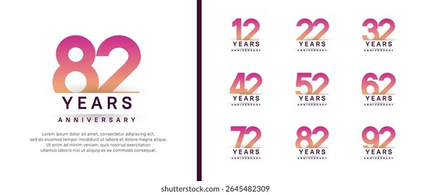 set of anniversary logo style. vector design purple color for celebration