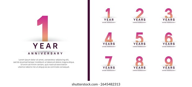 set of anniversary logo style. vector design purple color for celebration