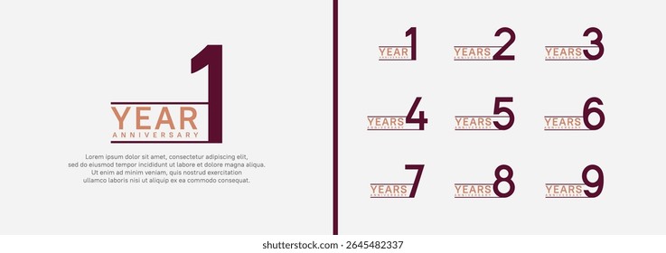 set of anniversary logo style. vector design purple and pink color for celebration