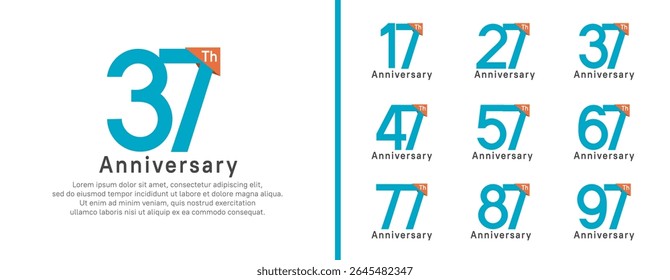 set of anniversary logo style. vector design blue color for celebration