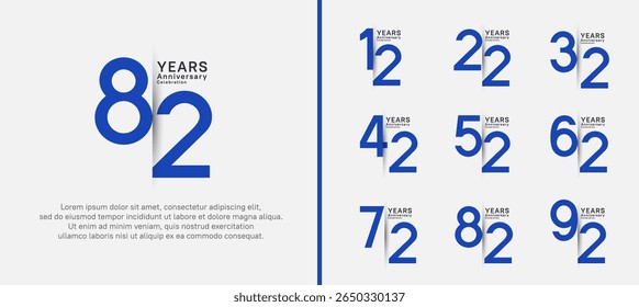 set of anniversary logo style. vector design blue color for celebration