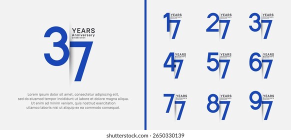 set of anniversary logo style. vector design blue color for celebration