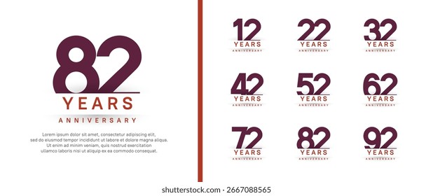 Conjunto de estilo de logotipo de aniversario. Diseño de Vector color púrpura para la celebración