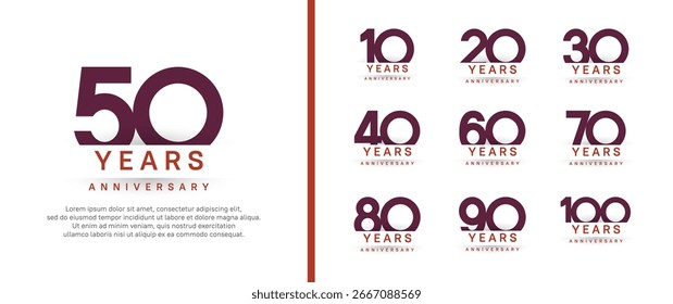 Jubiläums-Logo-Stil. Vektordesign lila Farbe zum Feiern