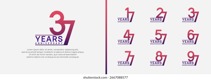 set of anniversary logo style. vector design purple color for celebration