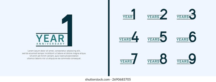set of anniversary logo style. vector design blue color for celebration
