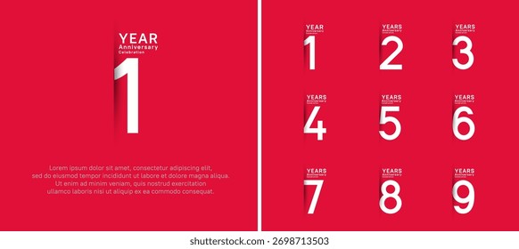 Conjunto de estilo de logotipo de aniversario. Diseño de Vector color blanco para la celebración