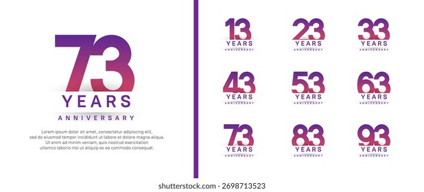 set of anniversary logo style. vector design purple color for celebration