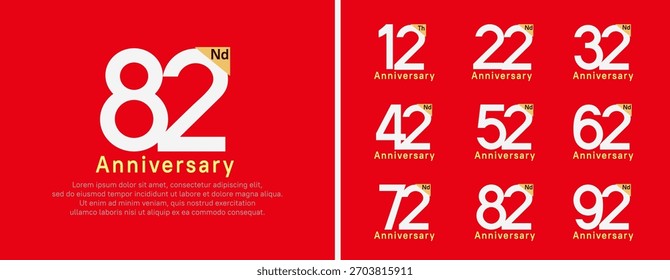Conjunto de estilo de logotipo de aniversario. Diseño de Vector color plateado para la celebración