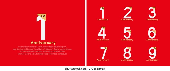Conjunto de estilo de logotipo de aniversario. Diseño de Vector color plateado para la celebración