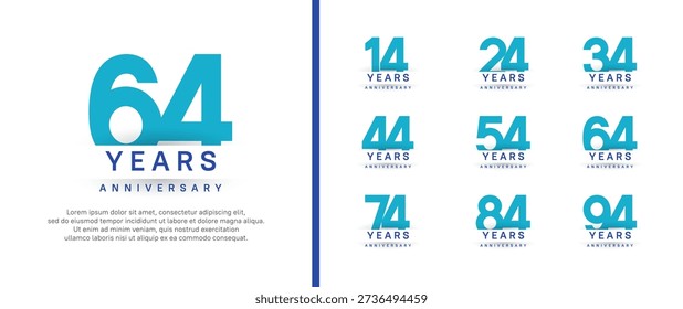 set of anniversary logo style. vector design blue color for celebration