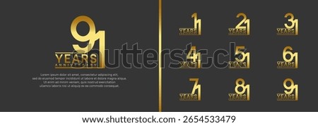 set of anniversary logo style. vector design golden color for celebration