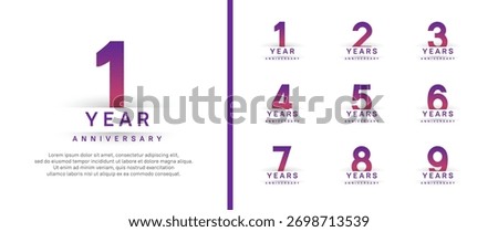 set of anniversary logo style. vector design purple color for celebration