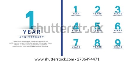 set of anniversary logo style. vector design blue color for celebration