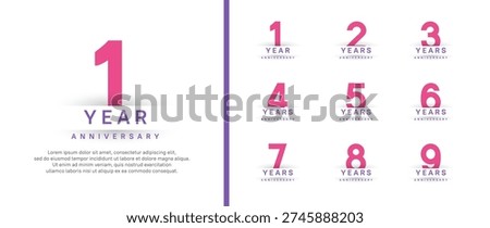 set of anniversary logo style. vector design pink color for celebration