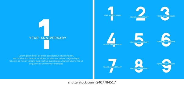 set of anniversary logo style white color on blue background for celebration