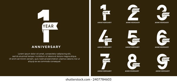 set of anniversary logo style white color and ribbon for celebration