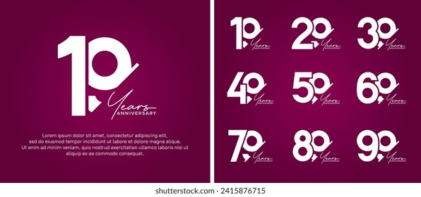 set of anniversary logo style white color on white background for special moment