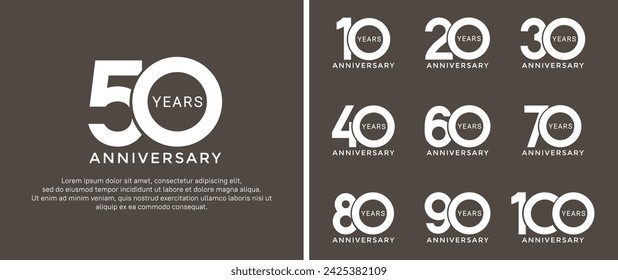 set of anniversary logo style white color on black background for special moment