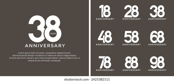 set of anniversary logo style white color on black background for special moment
